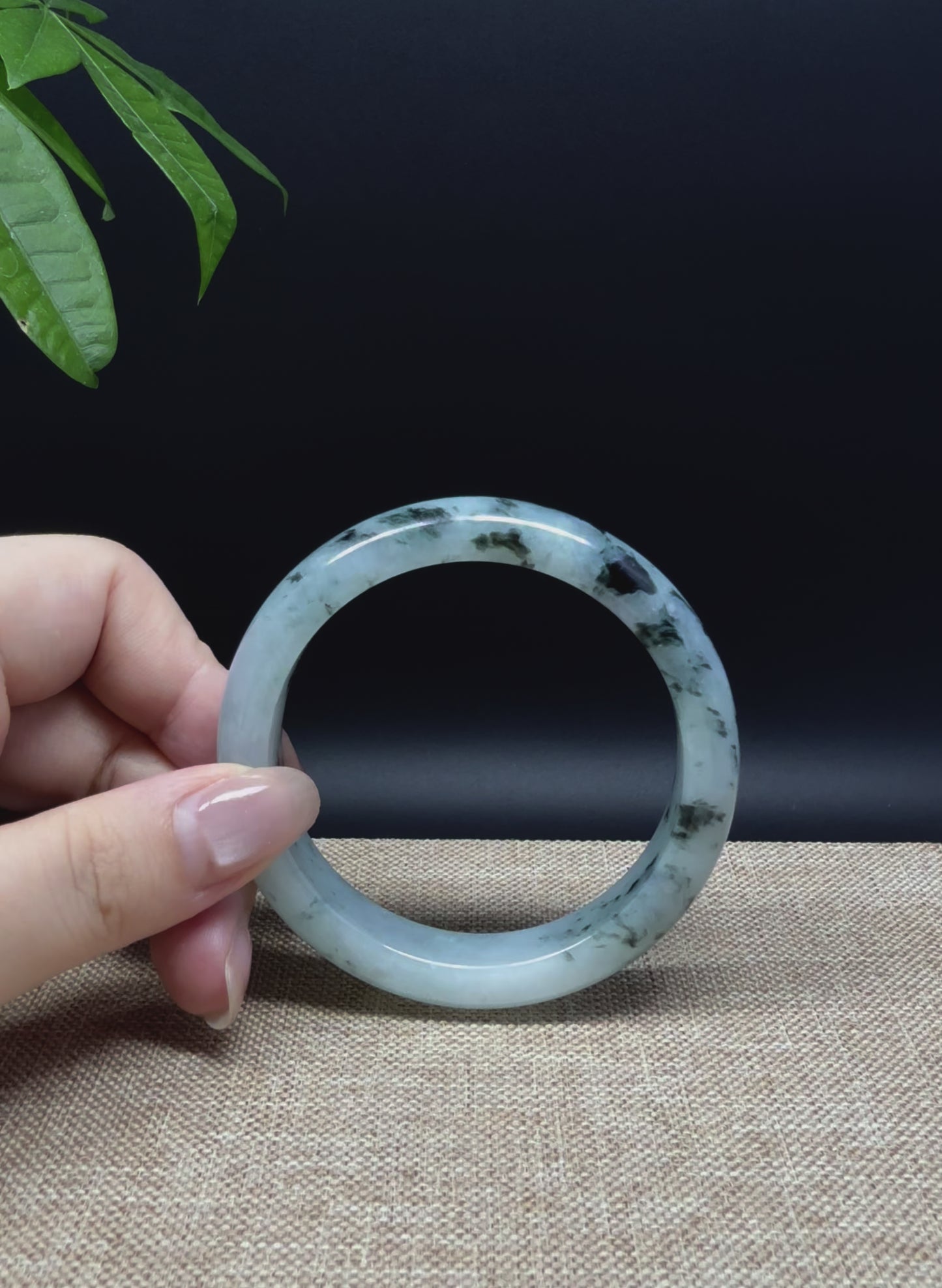 Load and play video in Gallery viewer, Genuine Burmese Blue Green Jade Jadeite Bangle Bracelet ( 55.4mm )
