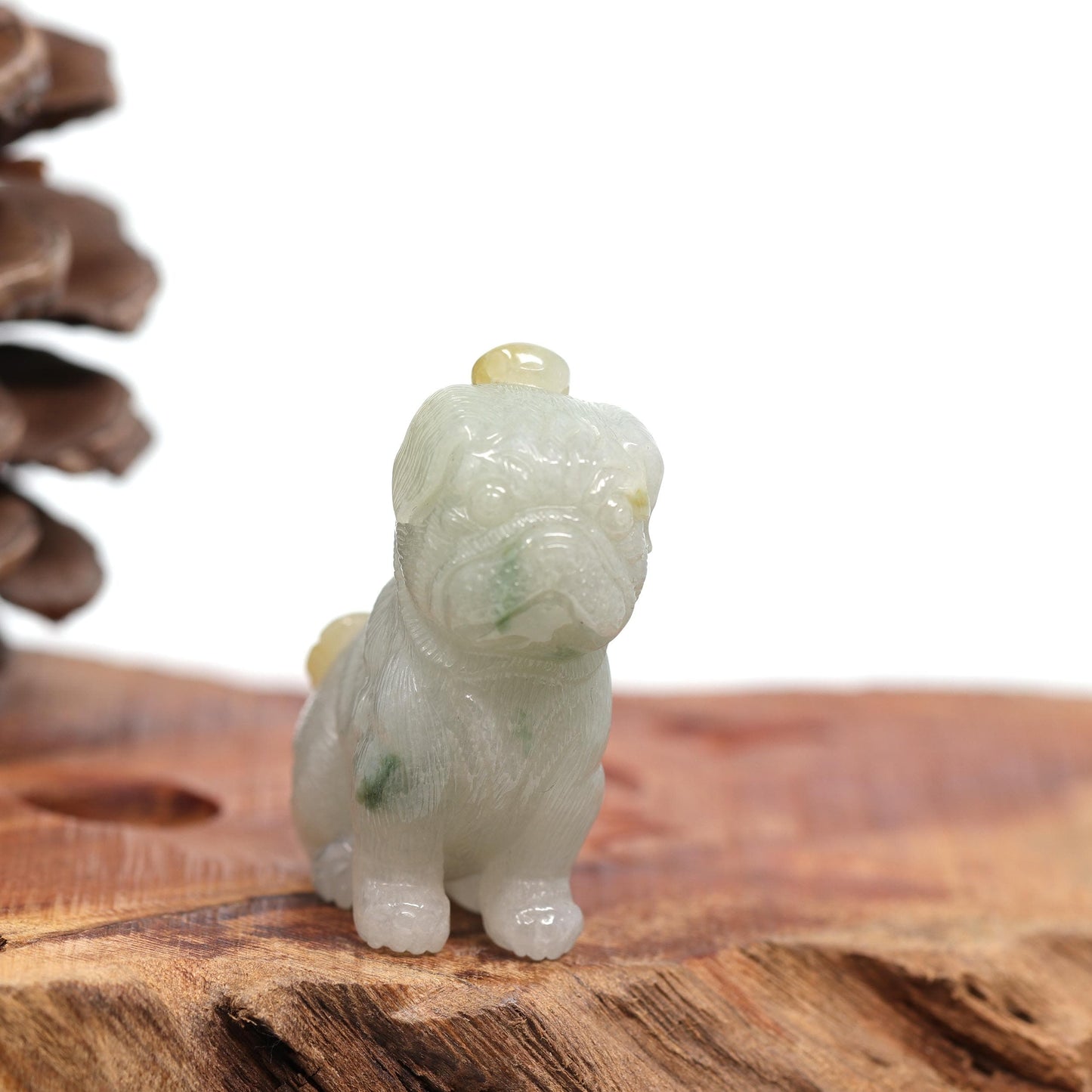 RealJade® Co. Natural Jadeite Jade Shar Pei Dog Carving, Collectibles