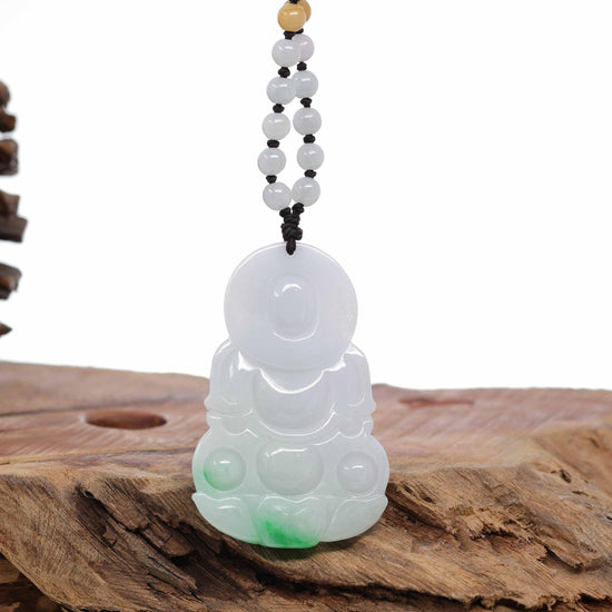 RealJade® Co. "Goddess of Compassion" Genuine Burmese Jadeite Jade Guanyin Lotus Necklace