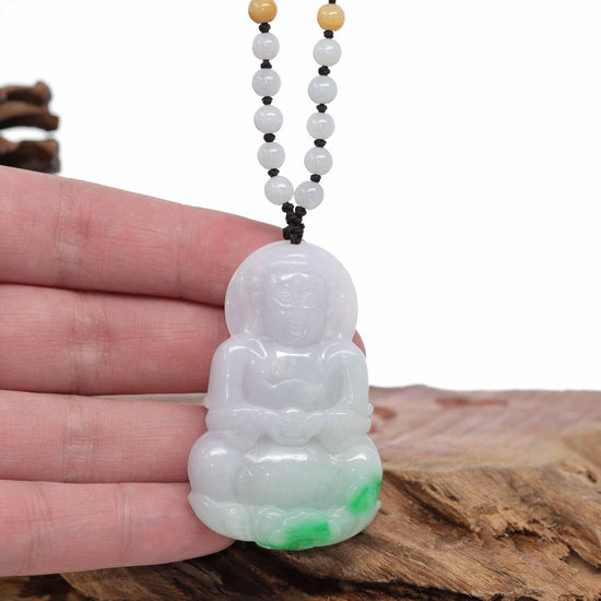 RealJade® Co. "Goddess of Compassion" Genuine Burmese Jadeite Jade Guanyin Lotus Necklace