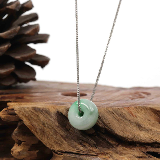 RealJade Co. Jade Pendant Necklace Copy of  "Good Luck Button" Necklace Rich Green Jade Lucky KouKou Pendant Necklace