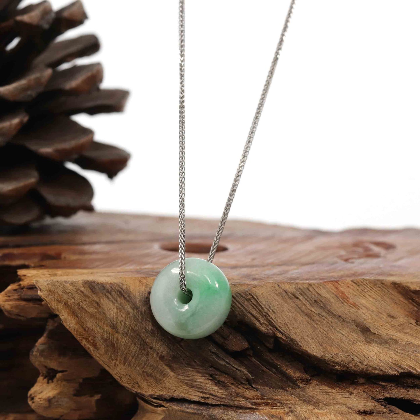 RealJade Co. Jade Pendant Necklace Copy of  "Good Luck Button" Necklace Rich Green Jade Lucky KouKou Pendant Necklace