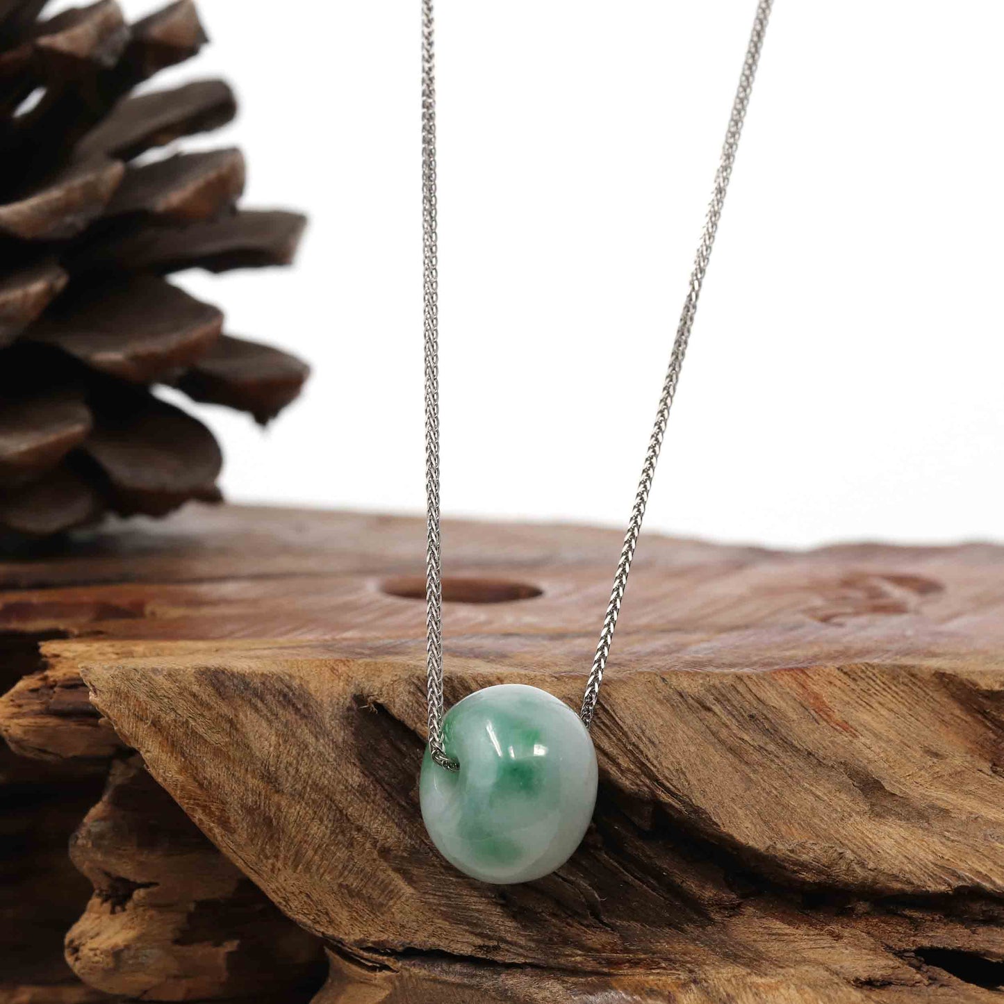 RealJade Co. Jade Pendant Necklace Copy of  "Good Luck Button" Necklace Real Rich Green Jade Lucky KouKou Pendant Necklace