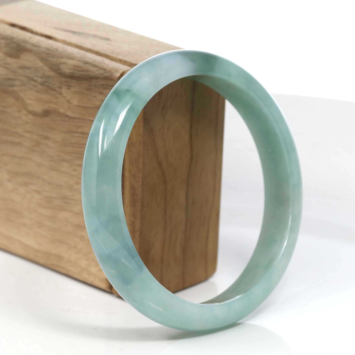 RealJade Co. Jadeite Jade Bangle Bracelet  Blue Green Classic Real Jadeite Jade Bangle Bracelet (59.08mm) #386