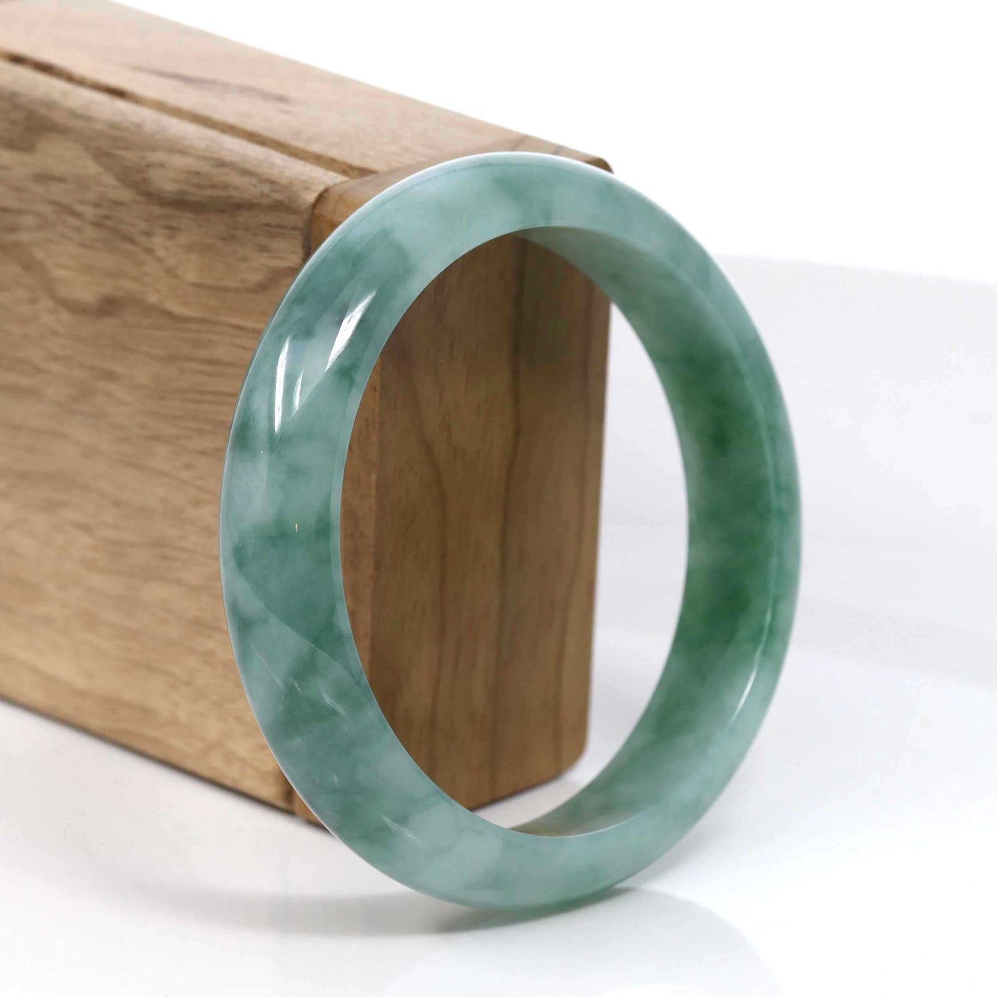 RealJade Co. Jadeite Jade Bangle Bracelet  Blue-Green Classic Real Jadeite Jade Bangle Bracelet (59.08mm) #937