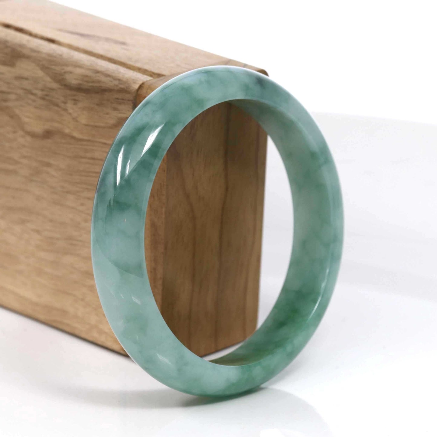 RealJade Co. Jadeite Jade Bangle Bracelet  Blue-Green Classic Real Jadeite Jade Bangle Bracelet (59.08mm) #937