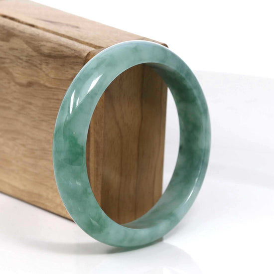 RealJade Co. Jadeite Jade Bangle Bracelet  Blue-Green Classic Real Jadeite Jade Bangle Bracelet (59.08mm) #937