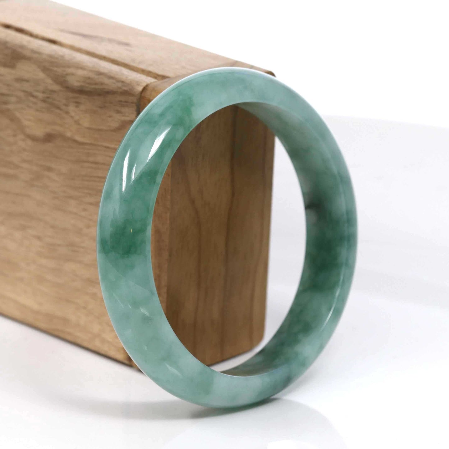 RealJade Co. Jadeite Jade Bangle Bracelet  Blue-Green Classic Real Jadeite Jade Bangle Bracelet (59.08mm) #937