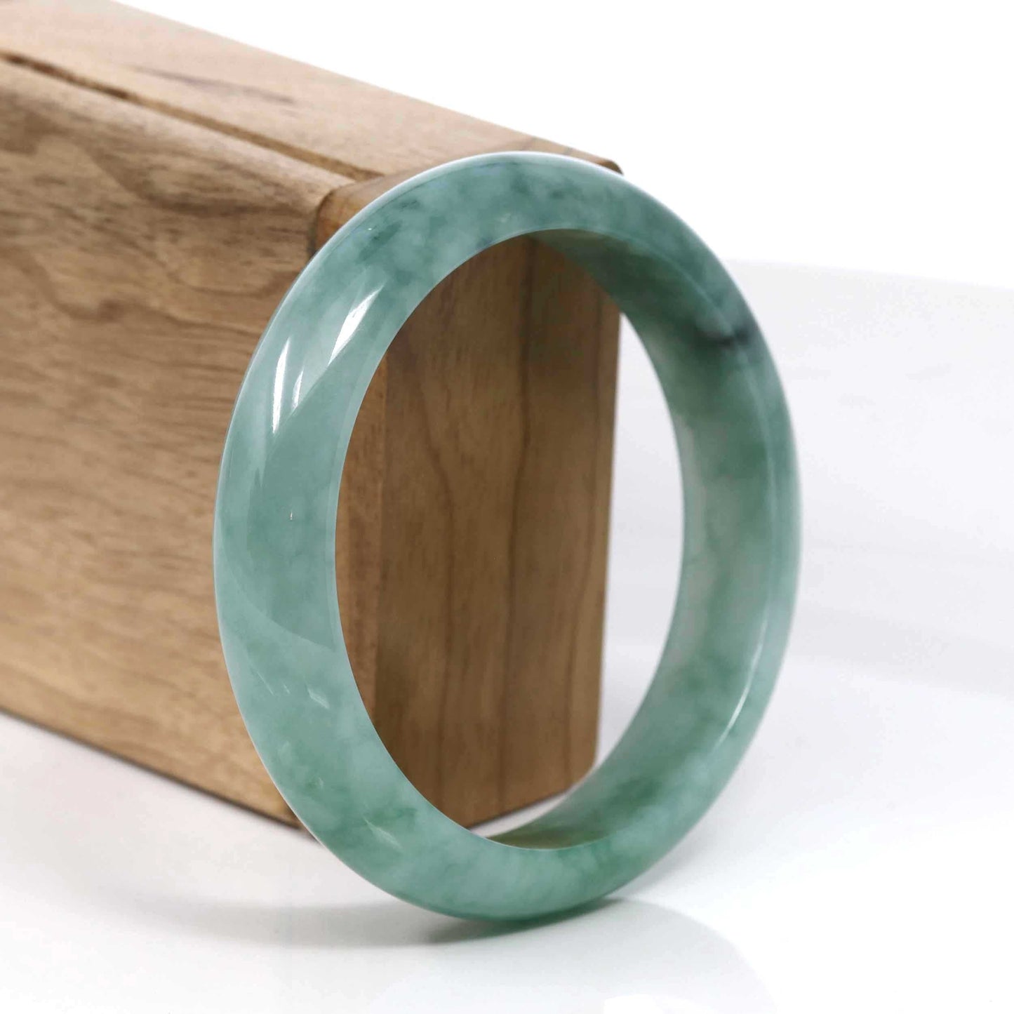 RealJade Co. Jadeite Jade Bangle Bracelet  Blue-Green Classic Real Jadeite Jade Bangle Bracelet (59.08mm) #937