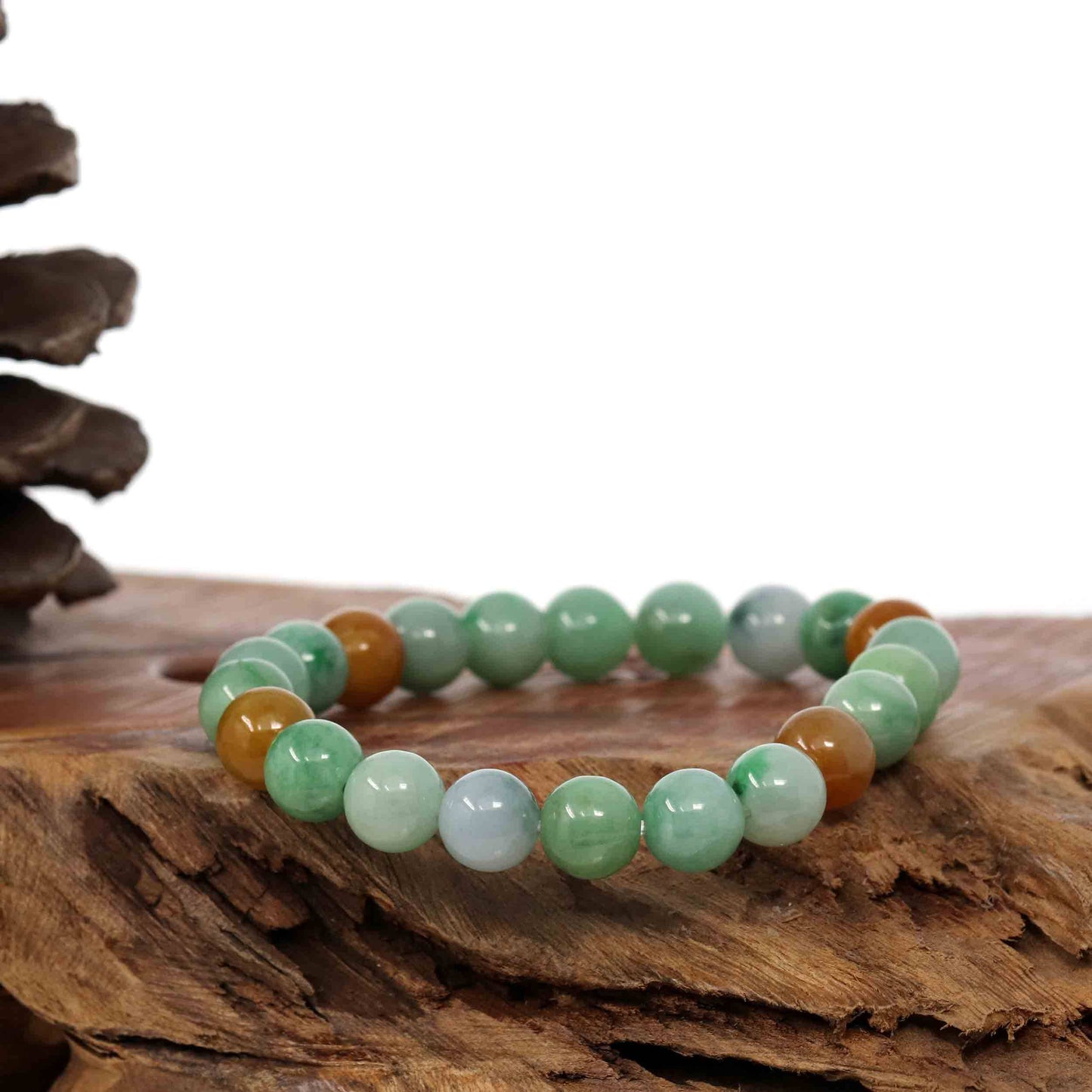 RealJade Co.® jade beads bracelet Copy of Genuine Jadeite Jade Round Multiple Colors Beads Bracelet ( 9 mm)