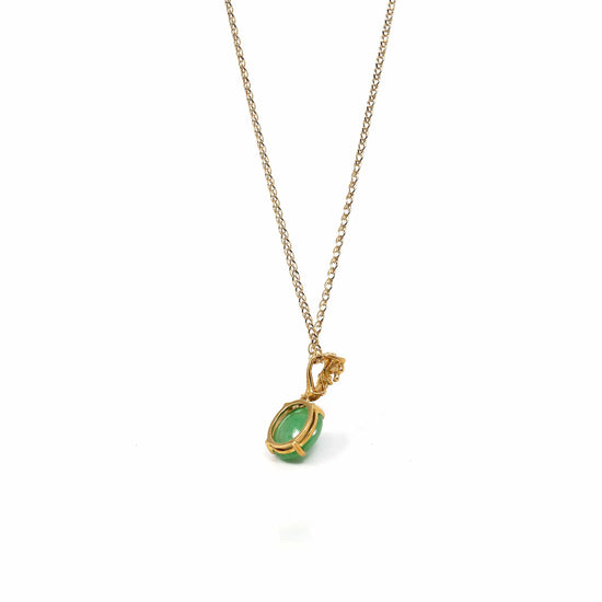 RealJade® Co. Gold Jadeite Necklace Copy of 18k Yellow Gold Jadeite Jade Apricot Leaf Pendant Necklace with Diamond