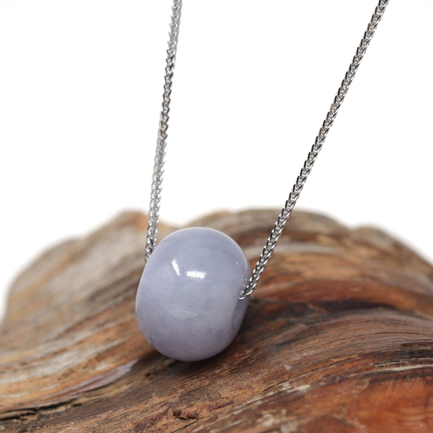 RealJade® "Good Luck Button" Necklace Real Lavender Jade Lucky KouKou Pendant Necklace