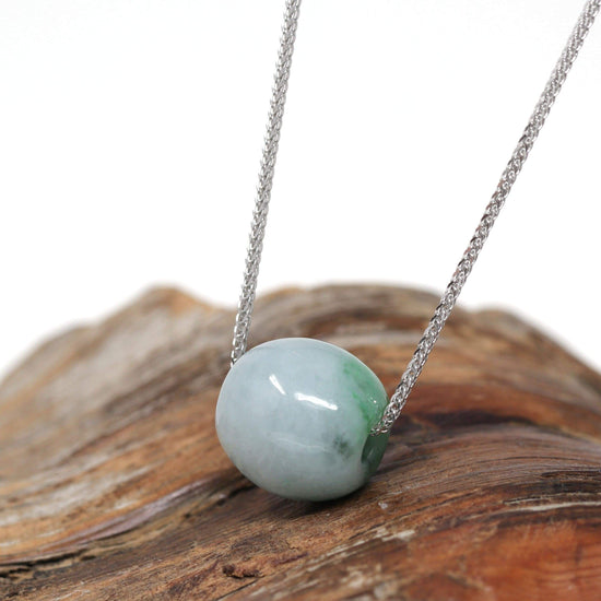 RealJade® "Good Luck Button" Necklace Real Blue-Green Jade Lucky TongTong Pendant Necklace