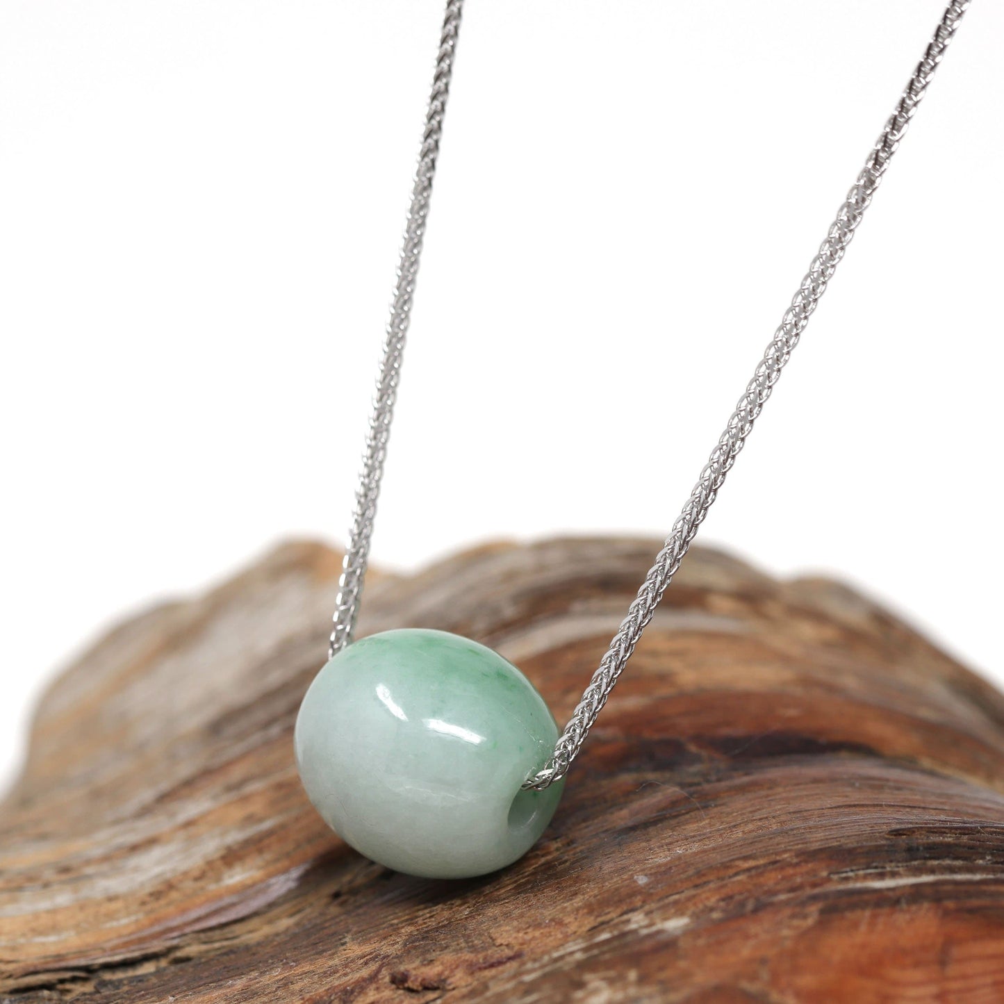 RealJade® "Good Luck Button" Necklace Real Blue-Green Jade Lucky TongTong Pendant Necklace