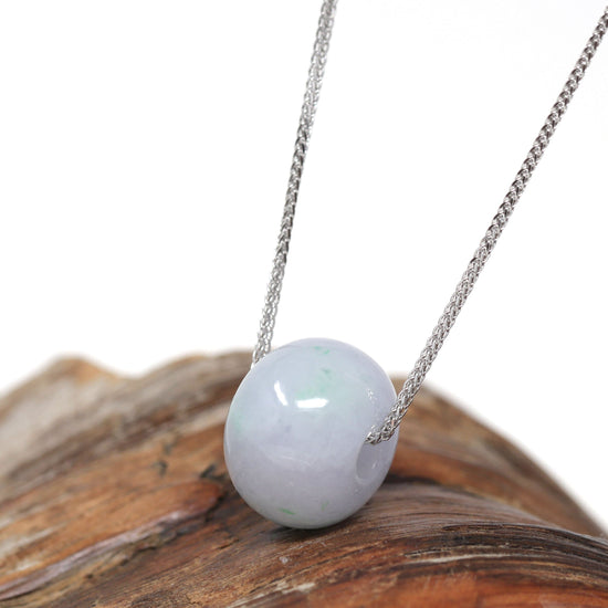 RealJade® "Good Luck Button" Necklace Real Lavender Jade Lucky KouKou Pendant Necklace