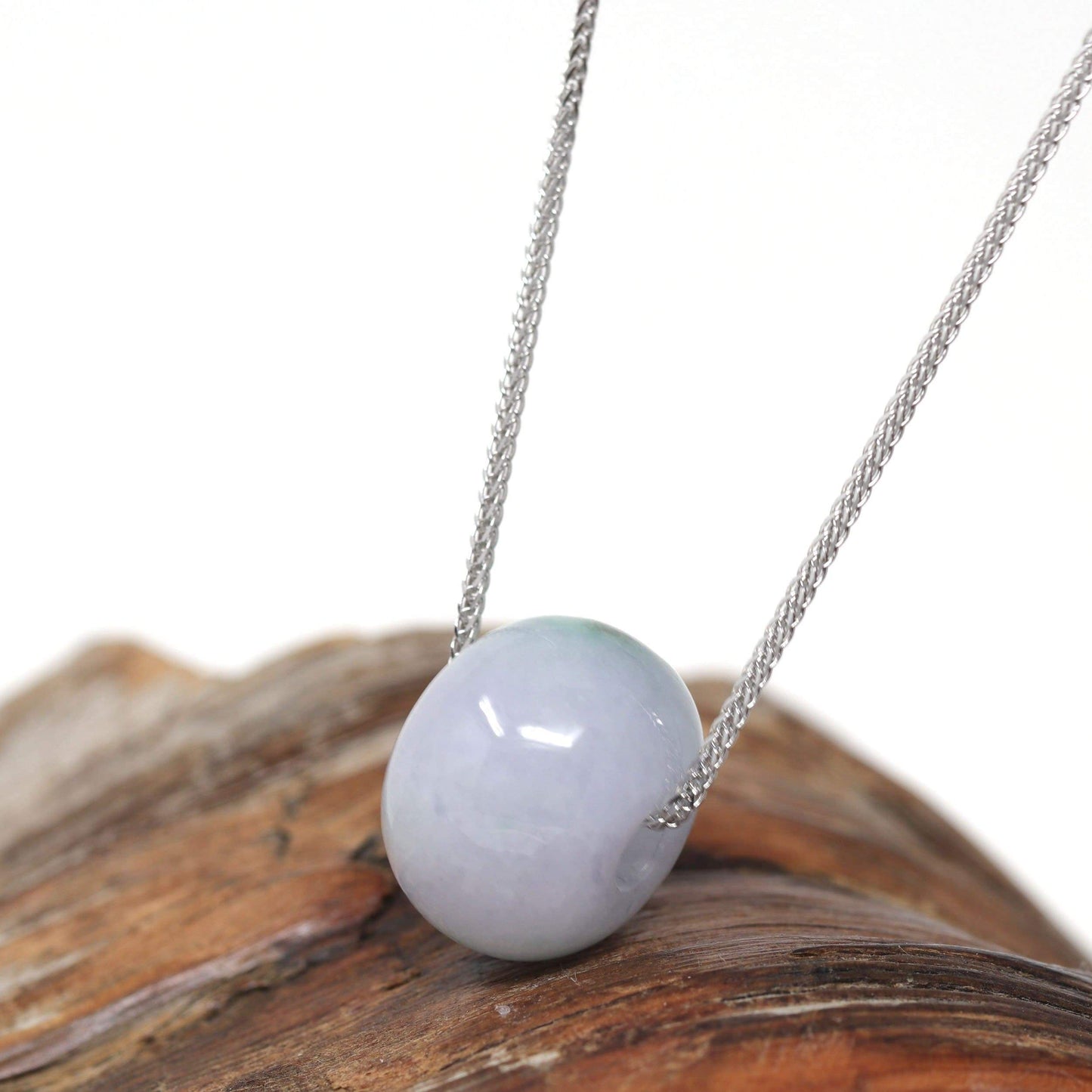 RealJade® "Good Luck Button" Necklace Real Lavender Jade Lucky KouKou Pendant Necklace