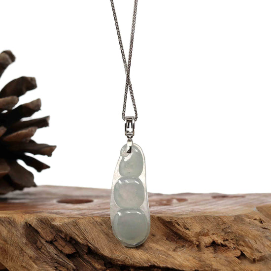 RealJade® Co. Jade Guanyin Pendant Necklace  Genuine Ice Jadeite Jade Fu Dou Necklace With White Gold VSI Diamond Bail