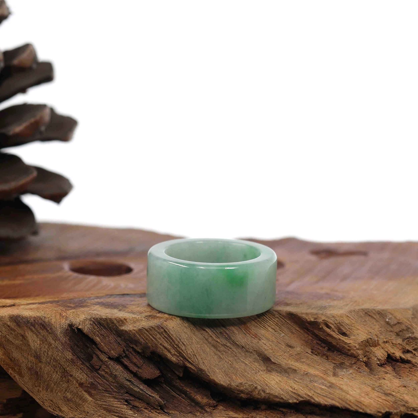 RealJade® Co. Jadeite Jade Bangle Bracelet 10 Burmese Green Jadeite Jade Men's Band Ring