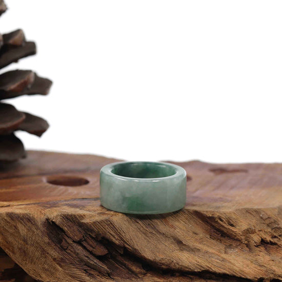 RealJade® Co. Jadeite Jade Bangle Bracelet Genuine Burmese Blue-green Jadeite Jade Men's Band Ring