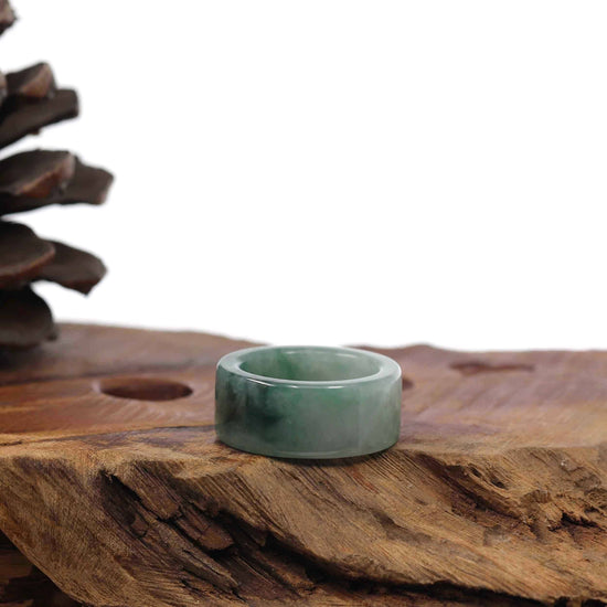 RealJade® Co. Jadeite Jade Bangle Bracelet Genuine Burmese Blue-green Jadeite Jade Men's Band Ring