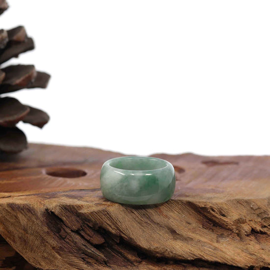 RealJade® Co. Jadeite Jade Bangle Bracelet 10 Burmese Blue-green Jadeite Jade Men's Band Ring