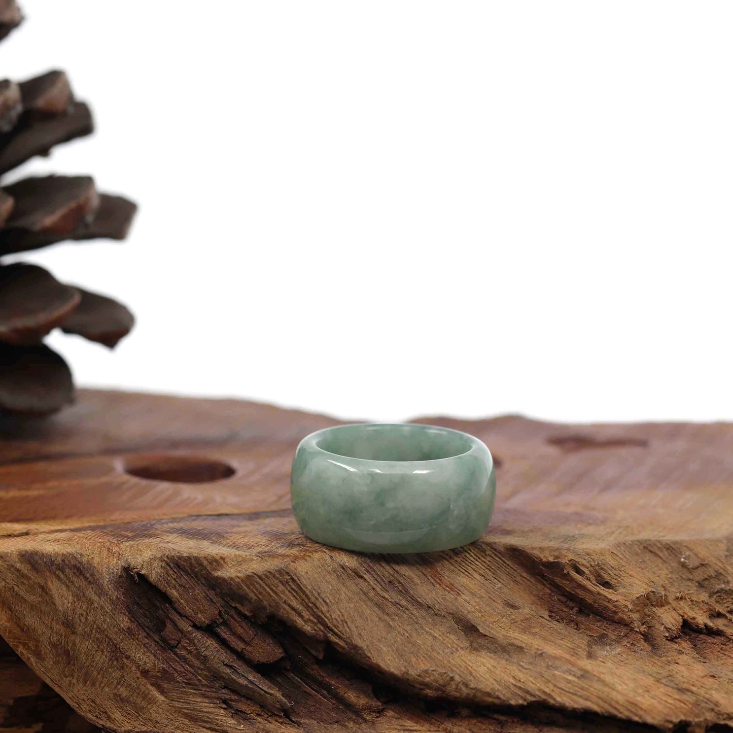 RealJade® Co. Jadeite Jade Bangle Bracelet Burmese Blue-green Jadeite Jade Men's Band Ring