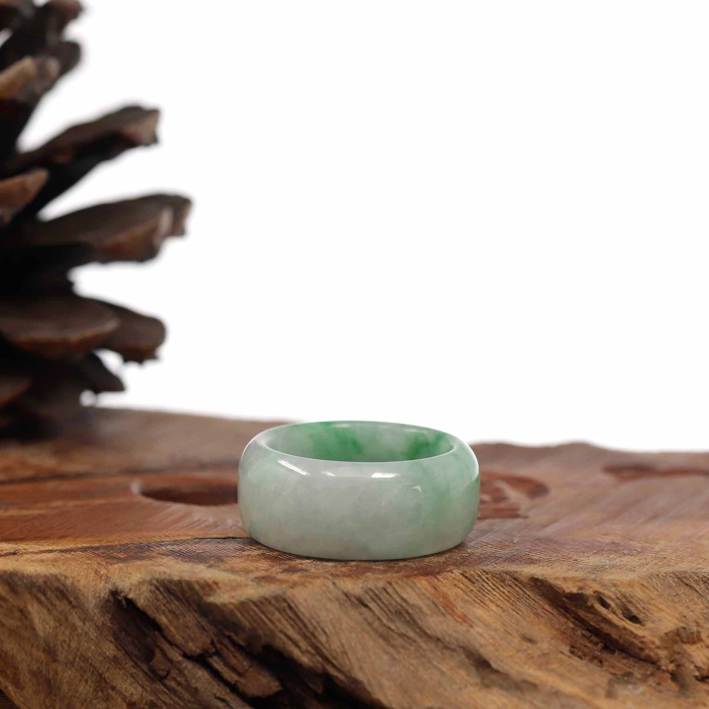 RealJade® Co. Jadeite Jade Bangle Bracelet Baikalla Genuine Burmese Blue-green Jadeite Jade Men's Band Ring