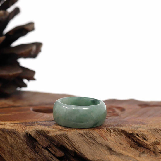 RealJade® Co. Jadeite Jade Bangle Bracelet Genuine Burmese Blue-green Jadeite Jade Men's Band Ring