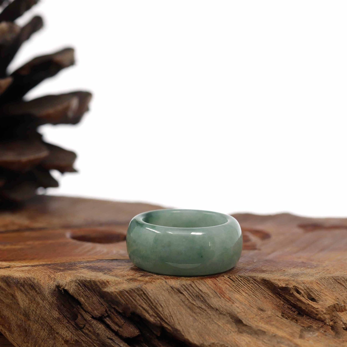 RealJade® Co. Jadeite Jade Bangle Bracelet Genuine Burmese Blue-green Jadeite Jade Men's Band Ring