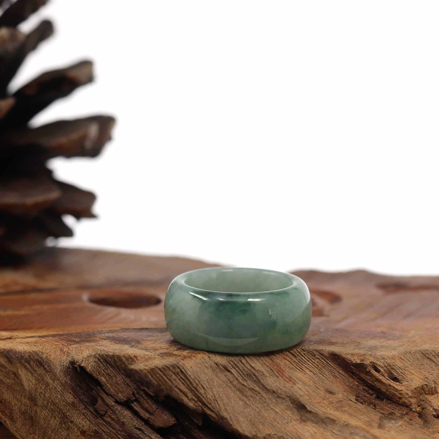 RealJade® Co. Jadeite Jade Bangle Bracelet Genuine Burmese Blue-green Jadeite Jade Men's Band Ring