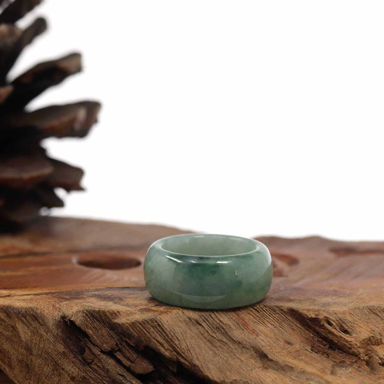 RealJade® Co. Jadeite Jade Bangle Bracelet Genuine Burmese Blue-green Jadeite Jade Men's Band Ring