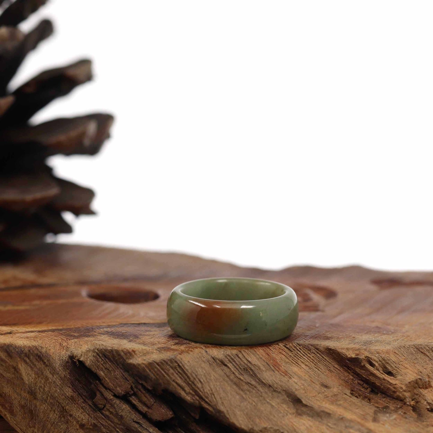 RealJade® Co. Jadeite Jade Bangle Bracelet Genuine Burmese Yellow Jadeite Jade Men's Band Ring