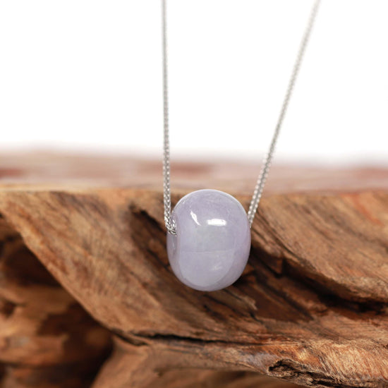 RealJade® "Good Luck Button" Necklace Light Lavender Jade Lucky KouKou Pendant Necklace