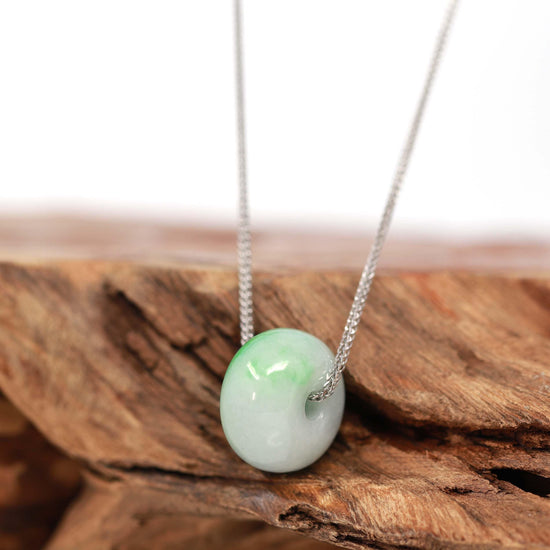 RealJade® "Good Luck Button" Necklace Real Rich Green Jade Lucky KouKou Pendant Necklace