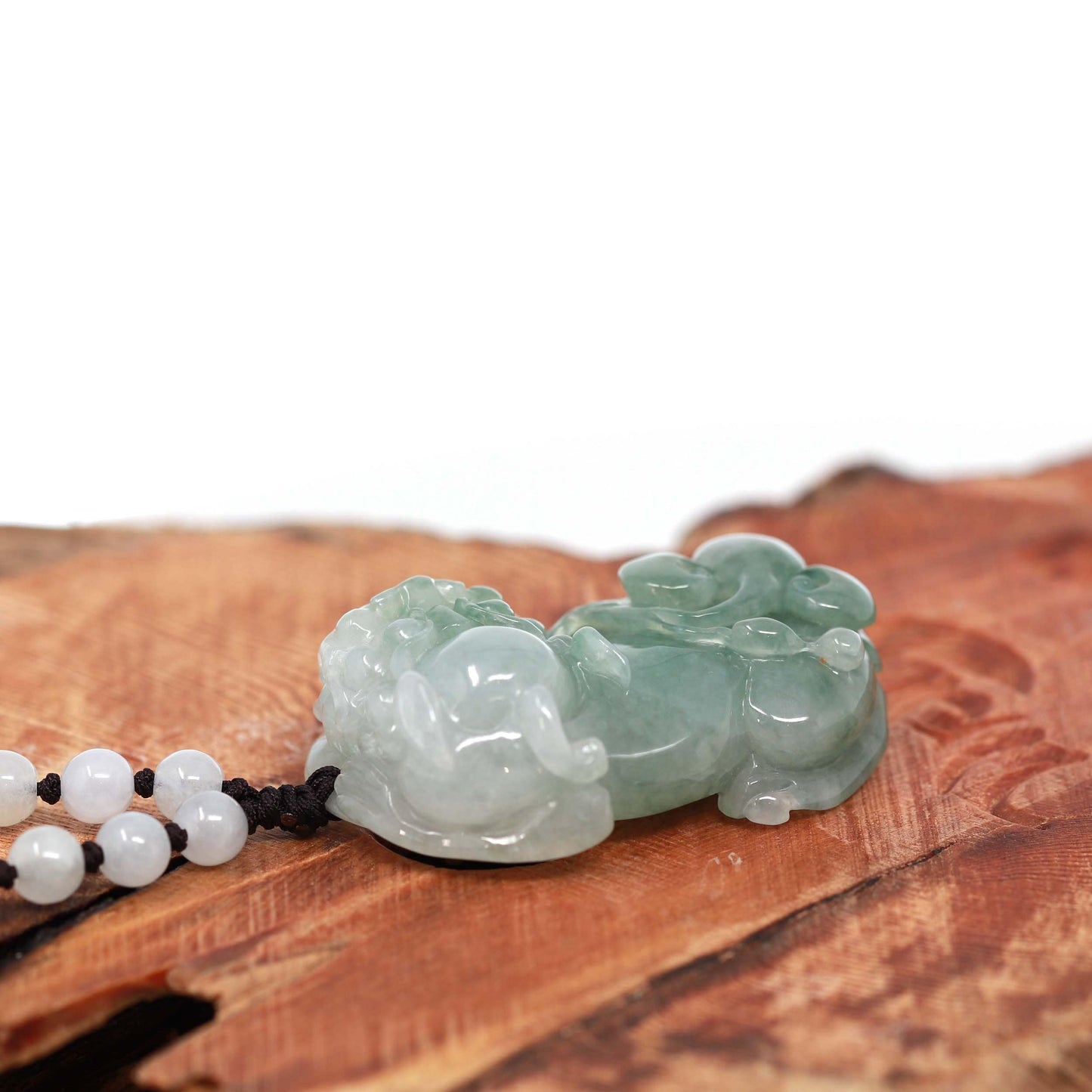 RealJade® Pi Xiu Genuine Burmese Blue Green Jadeite Jade PiXiu Pendant Necklace (FengShui Lucky)