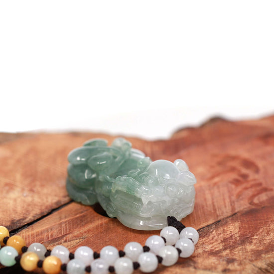 RealJade® Pi Xiu Genuine Burmese Blue Green Jadeite Jade PiXiu Pendant Necklace (FengShui Lucky)