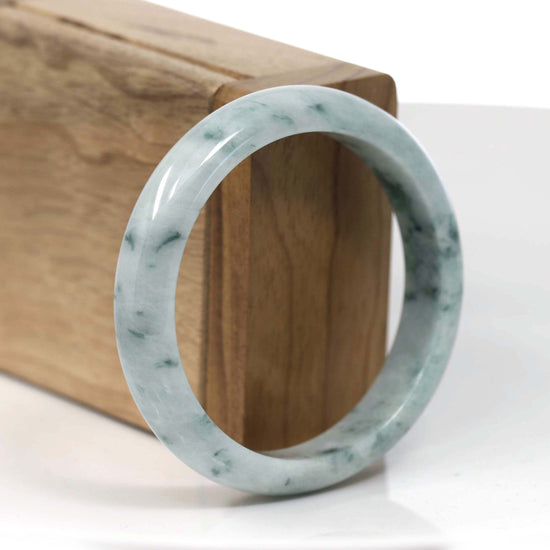 RealJade® Co. Jadeite Jade Bangle Bracelet RealJade® Co. Natural Burmese Blue-green Jadeite Jade Bangle Bracelet (59.48mm)#T150