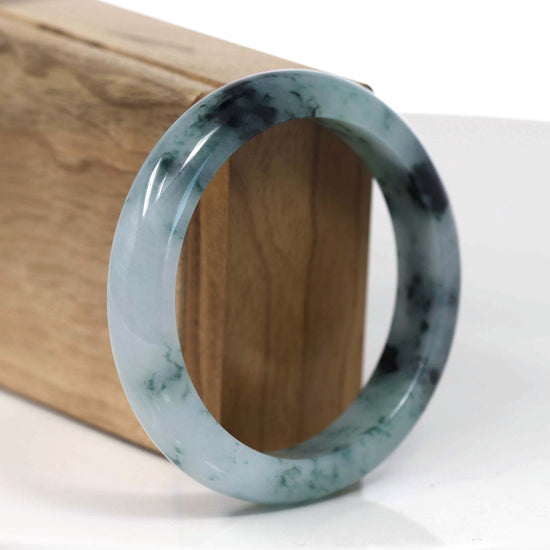 RealJade® Co. Jadeite Jade Bangle Bracelet RealJade® Co. Natural Burmese Blue-green Jadeite Jade Bangle Bracelet (58.06mm)#T149