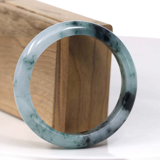 RealJade® Co. Jadeite Jade Bangle Bracelet RealJade® Co. Natural Burmese Blue-green Jadeite Jade Bangle Bracelet (58.06mm)#T149