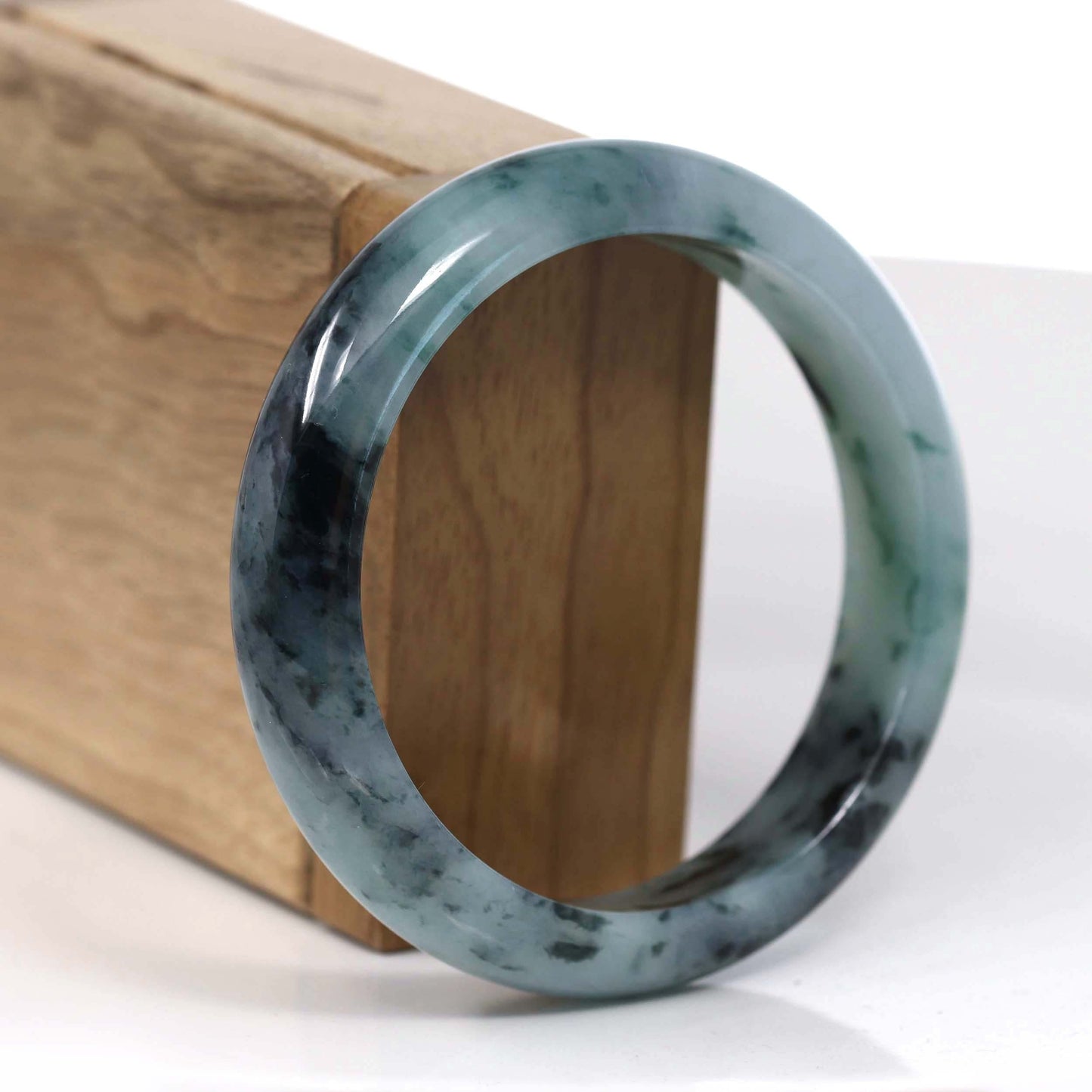 RealJade® Co. Jadeite Jade Bangle Bracelet RealJade® Co. Natural Burmese Blue-green Jadeite Jade Bangle Bracelet (55.65mm)#T141