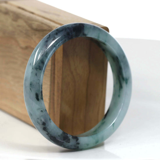 RealJade® Co. Jadeite Jade Bangle Bracelet RealJade® Co. Natural Burmese Blue-green Jadeite Jade Bangle Bracelet (55.65mm)#T141