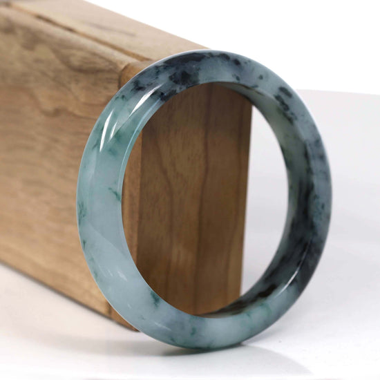 RealJade® Co. Jadeite Jade Bangle Bracelet RealJade® Co. Natural Burmese Blue-green Jadeite Jade Bangle Bracelet (55.65mm)#T141