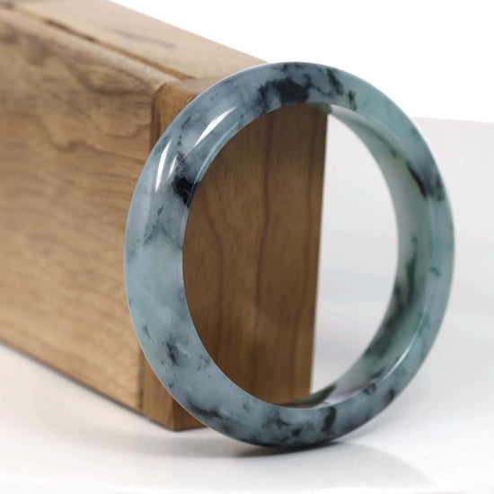 RealJade® Co. Jadeite Jade Bangle Bracelet RealJade® Co. Natural Burmese Blue-green Jadeite Jade Bangle Bracelet (55.65mm)#T141