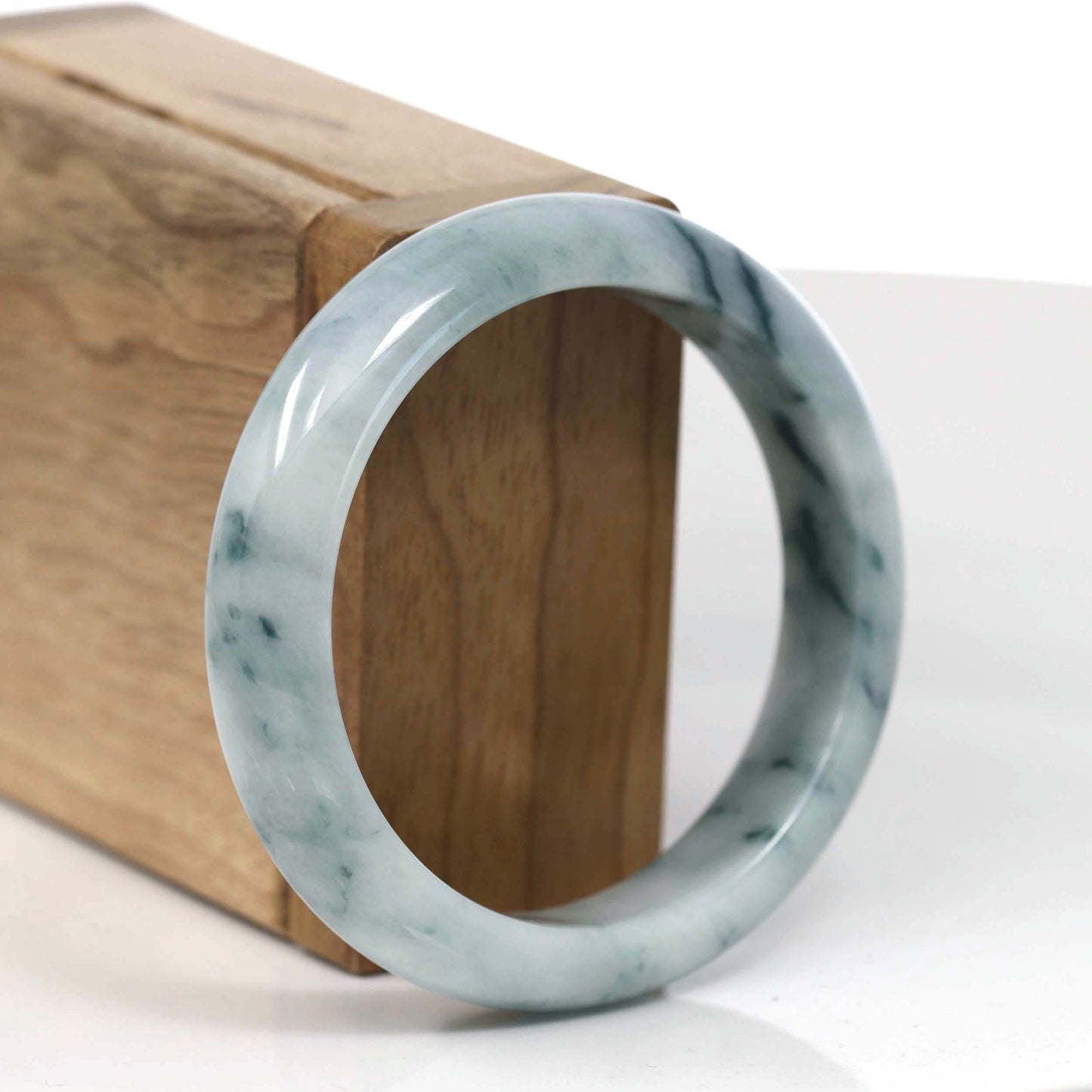 RealJade® Co. Jadeite Jade Bangle Bracelet RealJade® Co. Natural Burmese Blue-green Jadeite Jade Bangle Bracelet (55.85mm)#T145