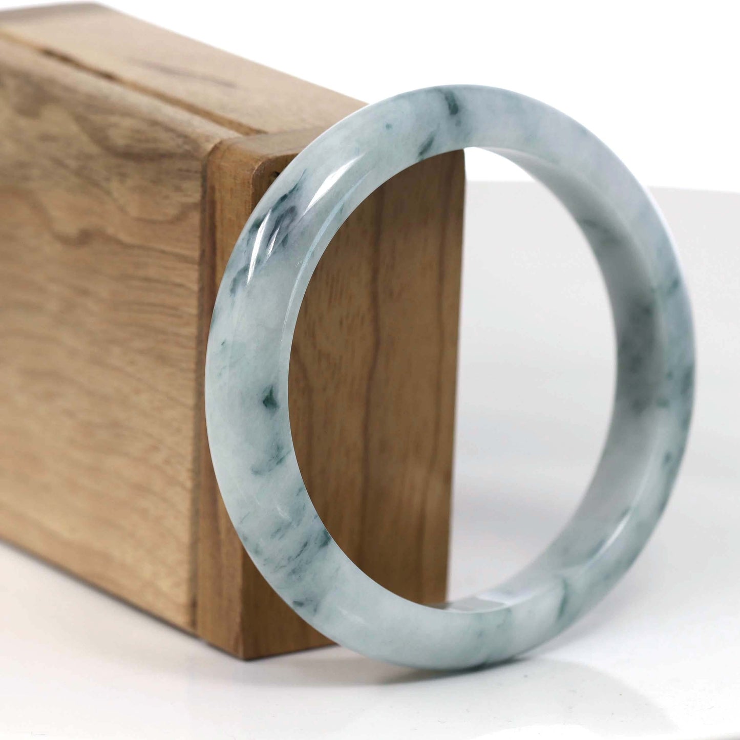 RealJade® Co. Jadeite Jade Bangle Bracelet RealJade® Co. Natural Burmese Blue-green Jadeite Jade Bangle Bracelet (59.48mm)#T131