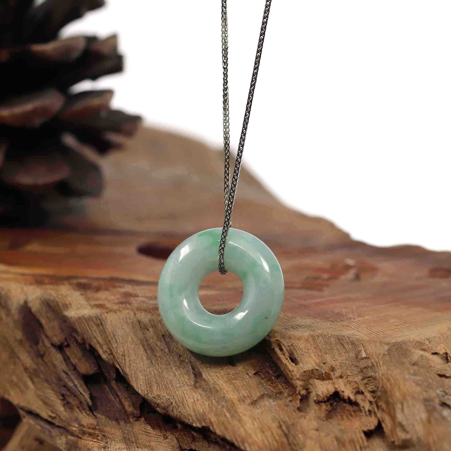 RealJade® Co. Jade Pendant Necklace RealJade® Co. "Good Luck Button" Necklace Green Jadeite Jade Pendant For Men