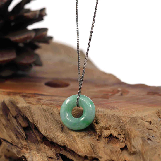 RealJade® Co. Jade Pendant Necklace RealJade® Co. "Good Luck Button" Necklace Green Jadeite Jade Pendant