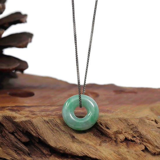 RealJade® Co. Jade Pendant Necklace RealJade® Co. "Good Luck Button" Necklace Green Jadeite Jade Pendant