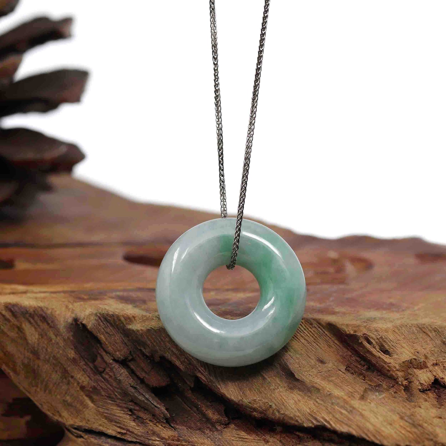 RealJade® Co. Jade Pendant Necklace RealJade® Co. "Good Luck Button" Necklace Green Jadeite Jade Pendant For Men