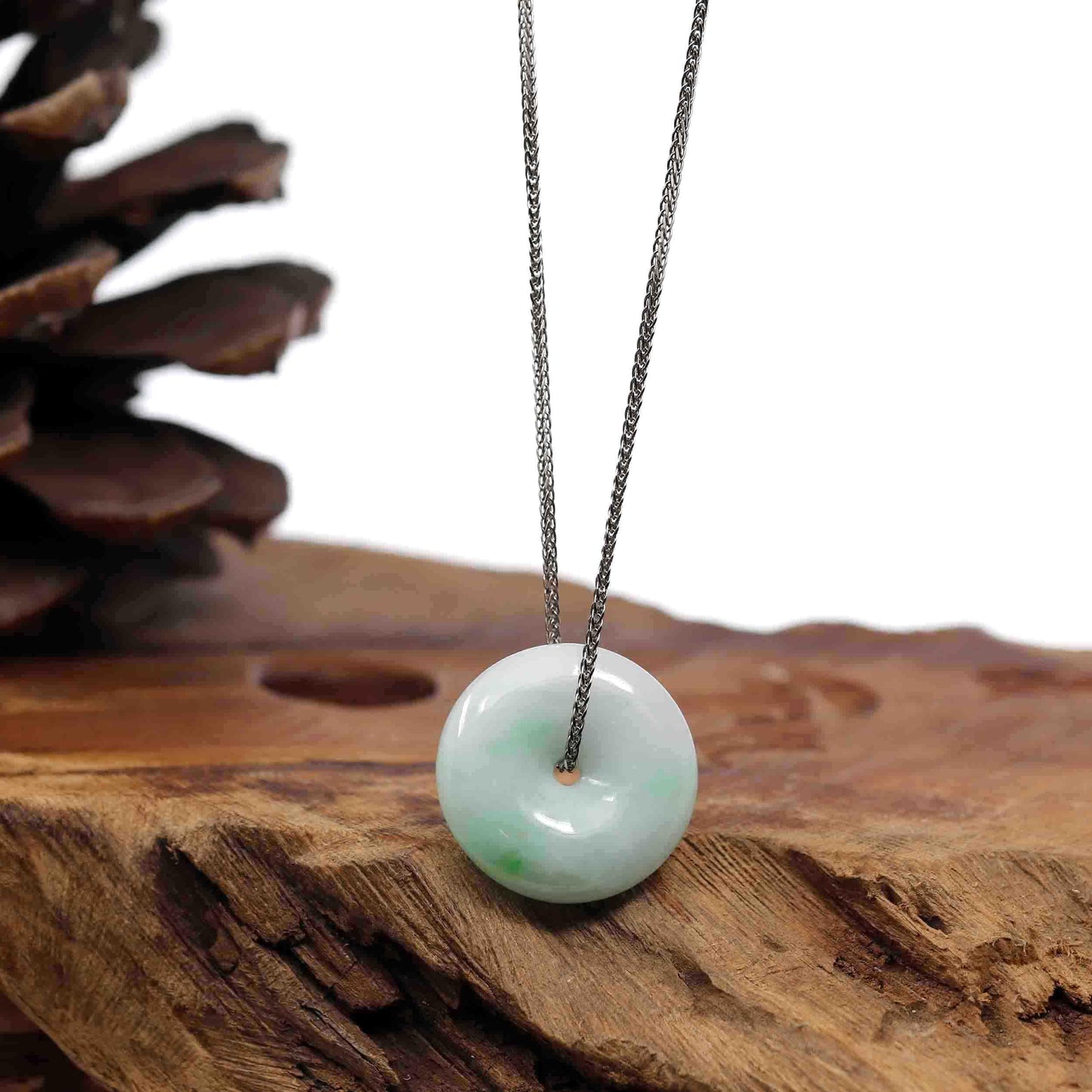 RealJade® Co. Jade Pendant Necklace  RealJade® Co. "Good Luck Button" Necklace Ice Green Jadeite Jade Pendant